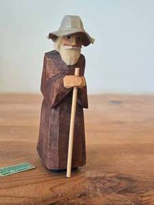 lot 281 image: Vintage Shepherd with Hat and Staff Hand Carved German & Creche Figurine by Hermann Meyer