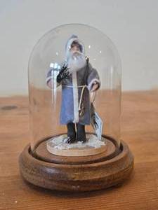 lot 282 image: Mini Father Christmas Candy Container by Aftee (1994) with Glass Dome with Wood Base