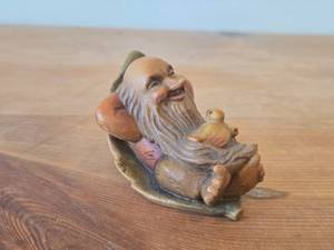 lot 284 image: Vintage Little Folks of the Salvans Collection Gnome theme Little Folks of the Salvans The Happy One Hand Carved Wood Figurine by Anri (Italy)