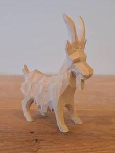 lot 296 image: Scandinavian Hand Carved Wood Goat Figurine