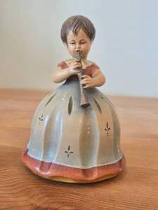 lot 305 image: Vintage Anri Swiss Music Reuge Girl Playing Horn theme Hand Carved Handpainted Music Box