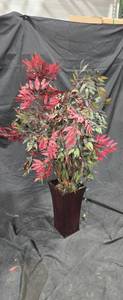 Faux Plant with Red/Green Leaves