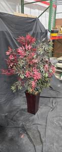Faux Plant with Red/Green Leaves