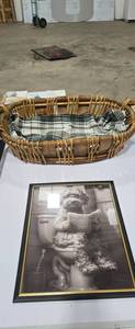 lot 2085 image: Dog Print & Wicker Basket
