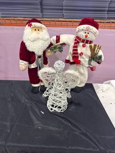 lot 2171 image: Holiday Santa Snowman Angel Decor