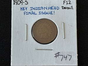 lot 17 image: 1909-S Indian Head Cent KEY DATE RARE Only 309,000 Minted