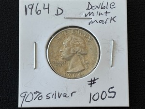 lot 24 image: 1964-D Washington Quarter Double D Mint Mark