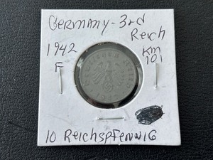 lot 22 image: 1942-F Third Reich 10 Reichspfennig