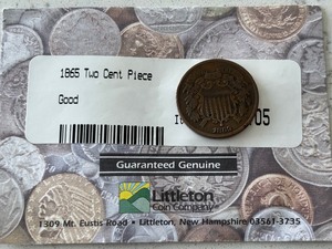 lot 28 image: 1865 Two Cent Piece