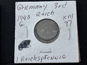 lot 34 image: 1943-G Third Reich 1 Reichspfennig