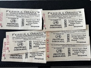 lot 72 image: Vintage Cigar Company Raffle Tickets