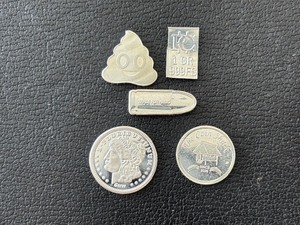 lot 75 image: 5 - 1 Gram .999 Fine Silver RoundsBulletEmoji