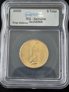 lot 109 image: 2000 Slovenia 5 Tolar ICG Genuine