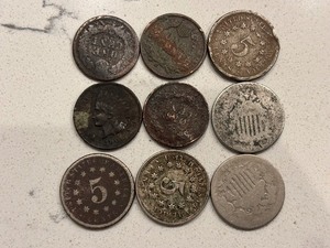 lot 170 image: Shield Nickels and Indian Head Cents