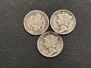 lot 172 image: Mercury and Barber Dimes