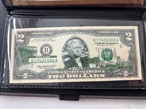 lot 210 image: 2003 A Green Seal $2 Dollar Note North Dakota