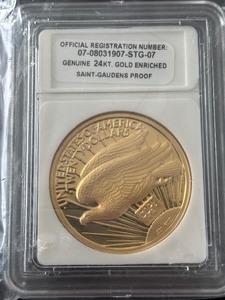 lot 230 image: Gold Enriched St. Gaudens Replica