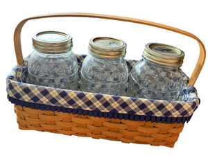 lot 47 image: Longaberger Blue Ribbon Canning Basket Including 3 Jars