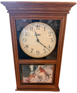 lot 51 image: Wild Wings Cardinal Wooden Wall Clock