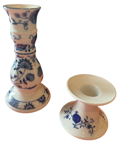 lot 56 image: Blue Onion Pattern Candle Holders