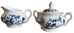 lot 61 image: Blue Onion - Blue Danube Japan - Cream & Sugar Set