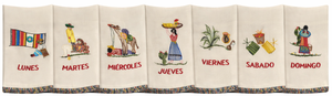 lot 14 image: Spanish Days of the Week Embroidered Hand Towels