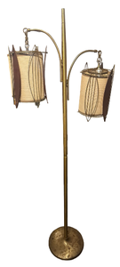 lot 7 image: Mid Century Modern Arc Floor Lamp - Teak Wood