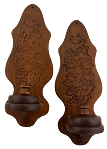 lot 85 image: Pair of Vintage Pressed Wood Wall Sconces