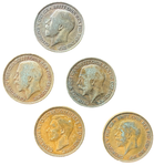 Set of 5 Great Britain One Penny Coins - 1917, 1919,1929, 1947