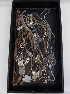 Assorted Metal Necklaces - Silver & Gold Tone Chains with Beads & Pendants