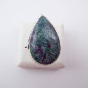 Dyed Quartz Sterling Silver Teardrop Ring - Size 8