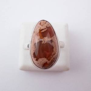 Jasper Sterling Silver Ring - Oval Jasper Cabochon