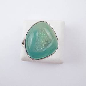 Blue Geode Druzy Sterling Ring Size 9