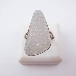Druzy Crystal Sterling Silver Ring - Size 6
