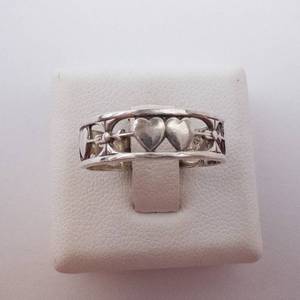 Sterling Silver Heart Band Ring - Size 6