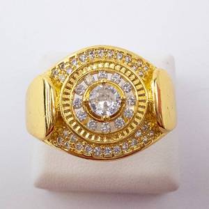 Gold Tone CZ Mens Statement Ring - Size 12