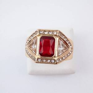 CZ Created Red Gemstone Mens Ring - Size 13
