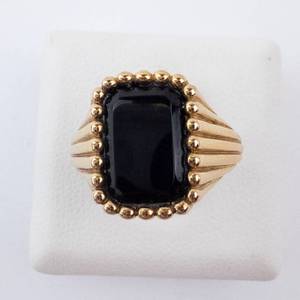 Mejuri & Lyons Vermeil Onyx Cocktail Ring Size 3