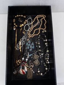 Assorted Jewelry Mix Pearl Necklace, Turquoise Teardrop Accents & Silver Bead Chains