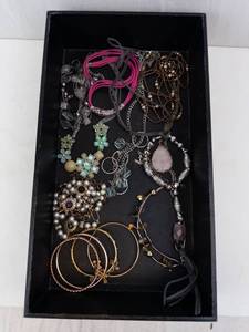 Turquoise Flower Pendants, Pink Cord Necklaces & Beaded Bracelets - Assorted Jewelry Set