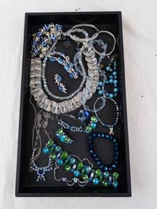 Blue & Green Bead Jewelry Set - Necklaces, Bracelets, Earrings