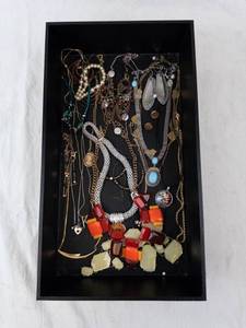 Necklaces & Beads - Turquoise-Tone Pendants, RedOrange Glass & Silver Chains