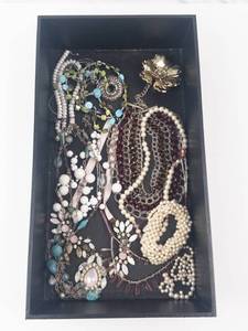 Assorted Costume Jewelry Necklaces & Bracelets - Pearl & Bead Mix in Box