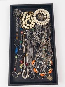 Assorted Jewelry Tray - Necklaces, Chains, Bracelets & Beads