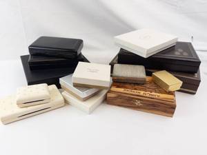 Assorted Jewelry Boxes & Cases - Leather, Wood & Cardboard, Mixed Brands & Sizes
