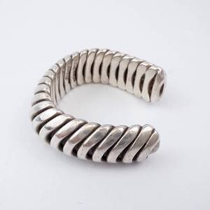 Sterling Silver Flexible Rope Ring. - Open Adjustable Band. Size 8-9.