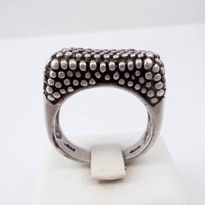 Sterling Silver Chunky Beaded Statement Ring. Size 8.