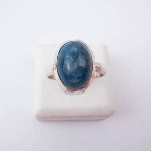 Sterling Silver Ring - Blue Cabochon -Size 8.25