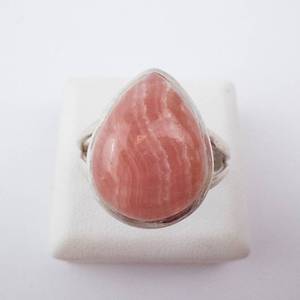 Pink Agate Sterling Silver Ring - Size 8.25