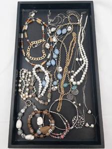 Assorted Jewelry Necklaces & Bracelets - Pearl Strands, Turquoise Beads & Metal Chains